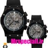 ساعت ست هابلوت مردانه و زنانه کرنوگراف مشکی صفحه اسکلتون 0962 HUBLOT BIG BANG
