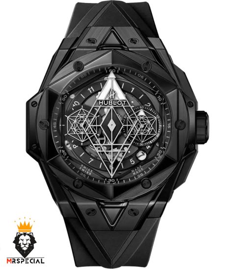 ساعت مچی مردانه هابلوت کهکشانی پشت شیشه ای مشکی HUBLOT Sang Bleu 0933