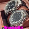 ساعت ست مردانه و زنانه هابلوت اتوماتیک بند مشکی قاب استیل صفحه مشکی HUBLOT BIG BANG 020675