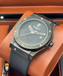 ساعت هابلوت مردانه اتوماتیک بند رابر مشکی قاب مشکی صفحه مشکی 01471 HUBLOT BIG BANG