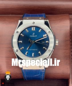 ساعت ست مردانه و زنانه هابلوت اتوماتیک بند ابی قاب استیل صفحه ابی HUBLOT BIG BANG 020676