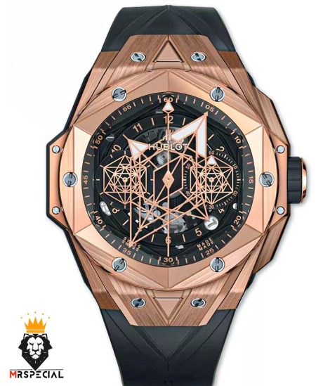 ساعت مچی مردانه هابلوت کهکشانی پشت شیشه ای رزگلد HUBLOT Sang Bleu 0986