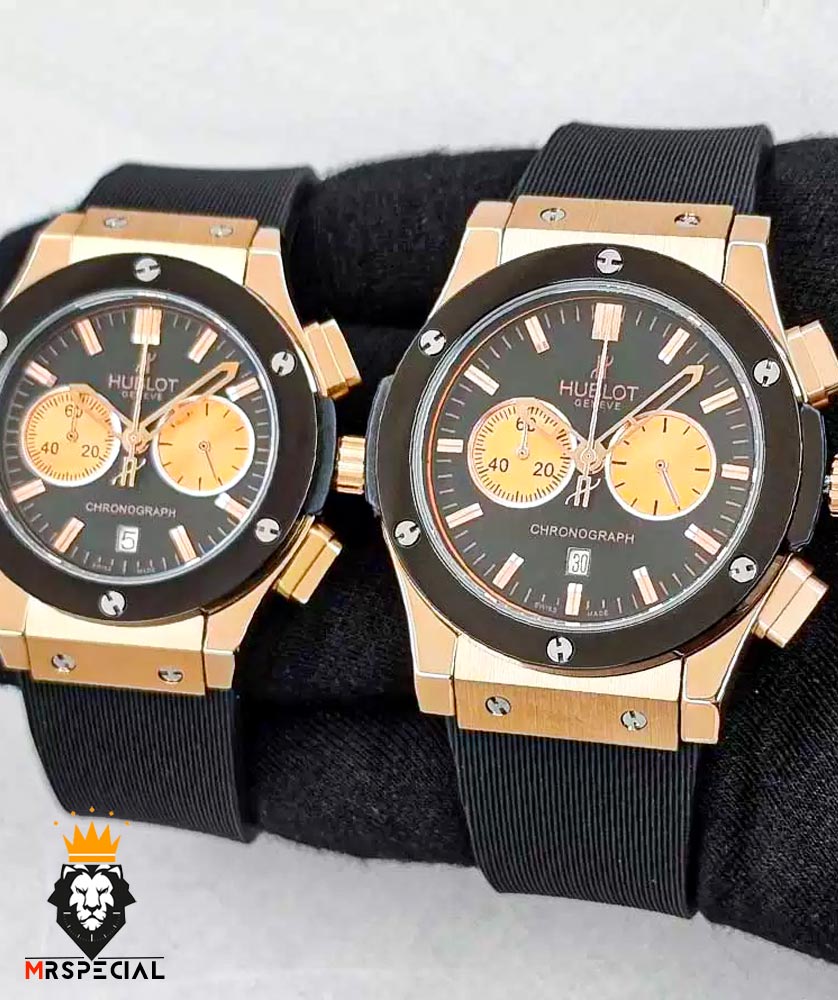 ساعت ست هابلوت مردانه و زنانه کرنوگراف مشکی رزگلد 01651 HUBLOT BIG BANG