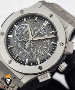 ساعت ست هابلوت مردانه و زنانه کرنوگراف طوسی صفحه اسکلتون 0967 HUBLOT BIG BANG