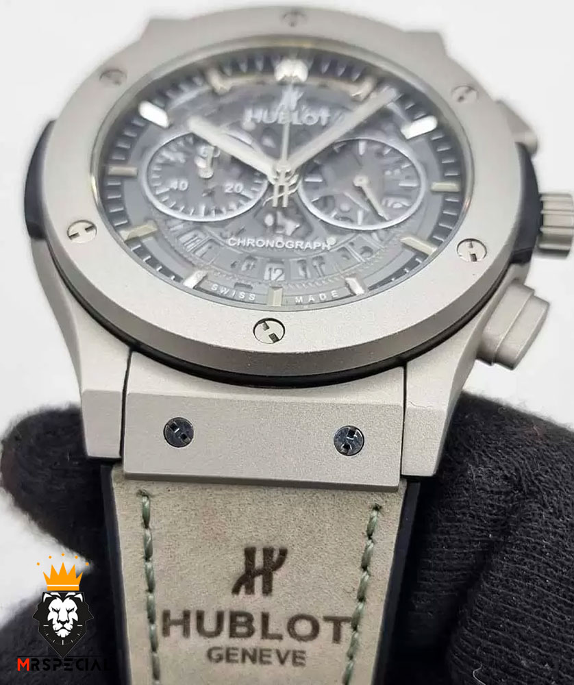 ساعت ست هابلوت مردانه و زنانه کرنوگراف طوسی صفحه اسکلتون 0967 HUBLOT BIG BANG