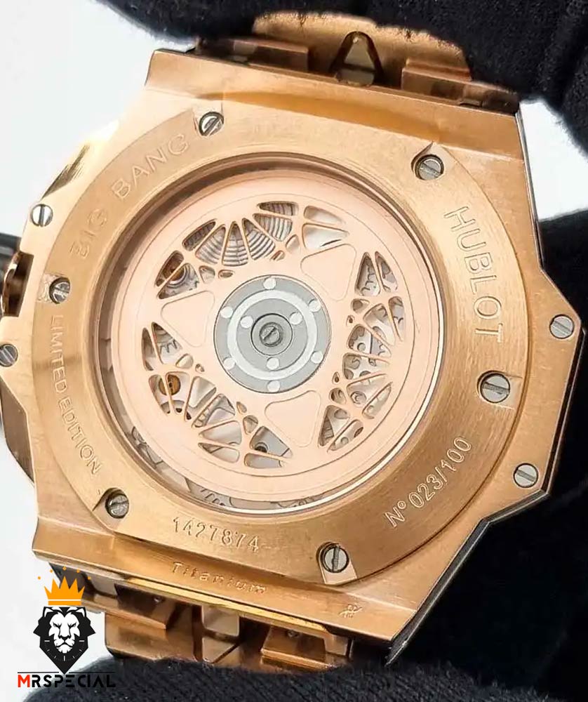 ساعت مچی مردانه هابلوت کهکشانی پشت شیشه ای رزگلد HUBLOT Sang Bleu 0986