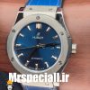 ساعت هابلوت مردانه اتوماتیک بند ابی قاب استیل صفحه ابی 020677 HUBLOT BIG BANG