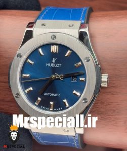 ساعت هابلوت مردانه اتوماتیک بند ابی قاب استیل صفحه ابی 020677 HUBLOT BIG BANG 