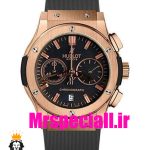 ساعت مچی مردانه هابلوت کرنوگراف رزگلد بند رابر صفحه مشکی HUBLOT BIG BANG 1251