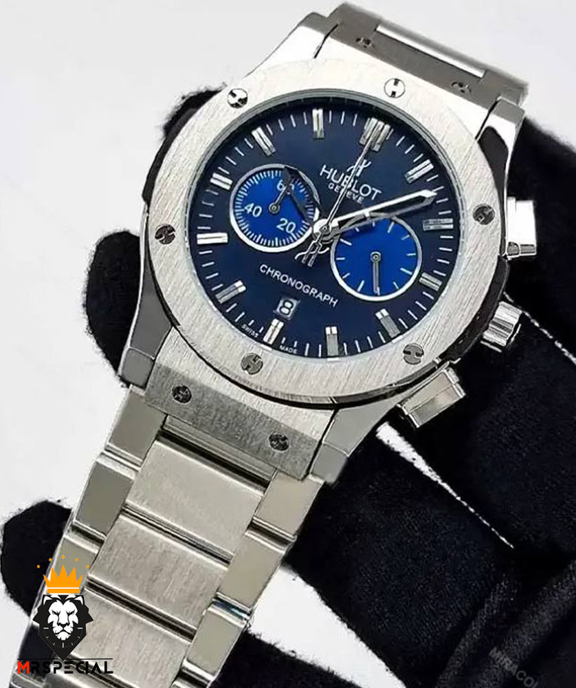 ساعت مردانه هابلوت کرنوگراف استیل صفحه ابی 01773 HUBLOT BIG BANG