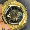 ساعت هابلوت مردانه مدل کهکشانی کرنوگراف طلایی بند رابر صفحه مشکی HUBLOT Sang Bleu 0934