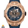 ساعت مچی مردانه هابلوت کهکشانی پشت شیشه ای رزگلد بند رابر ابی HUBLOT Sang Bleu 0935