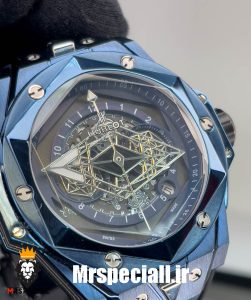 ساعت مچی مردانه هابلوت کهکشانی پشت شیشه ای HUBLOT Sang Bleu 020555