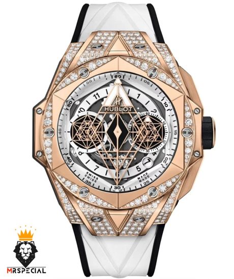 ساعت مچی مردانه هابلوت کهکشانی فول نگین سفید HUBLOT Sang Bleu 1248