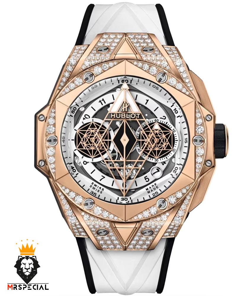 ساعت مچی مردانه هابلوت کهکشانی فول نگین سفید HUBLOT Sang Bleu 1248