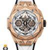 ساعت مچی مردانه هابلوت کهکشانی پشت شیشه ای رزگلد HUBLOT Sang Bleu 0987