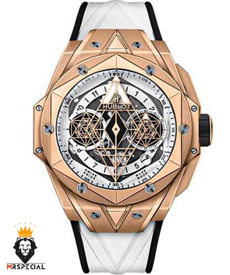 ساعت مچی مردانه هابلوت کهکشانی پشت شیشه ای رزگلد HUBLOT Sang Bleu 0987