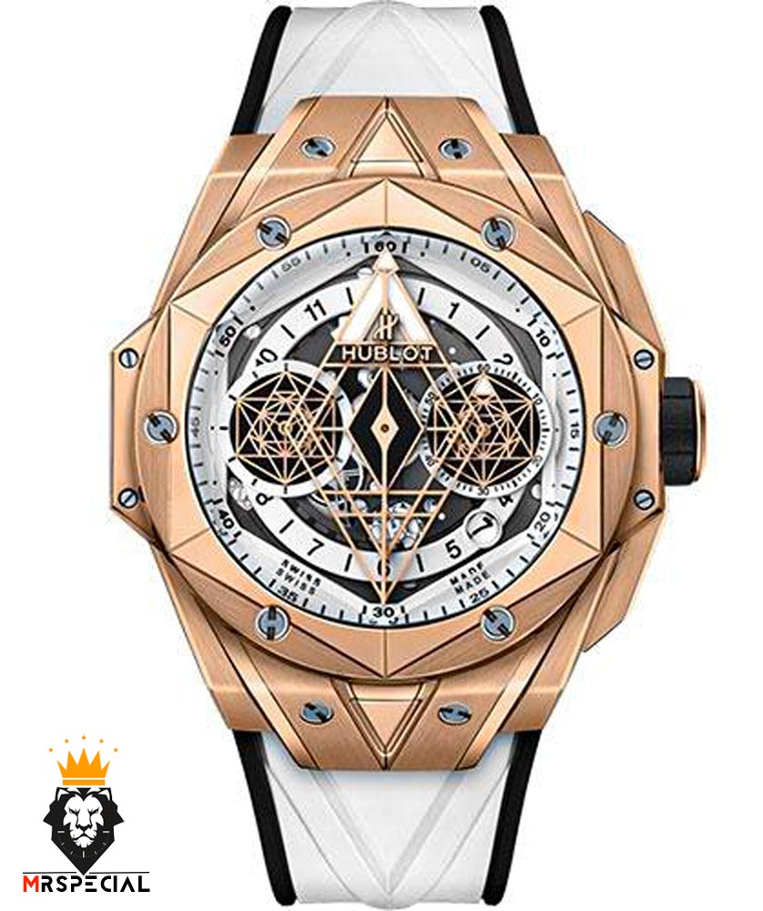 ساعت مچی مردانه هابلوت کهکشانی پشت شیشه ای رزگلد HUBLOT Sang Bleu 0987