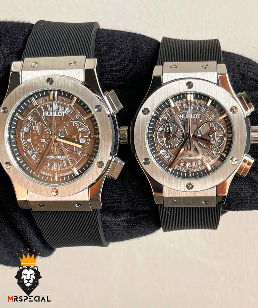 ساعت ست هابلوت مردانه و زنانه کرنوگراف استیل صفحه اسکلتون 01650 HUBLOT BIG BANG