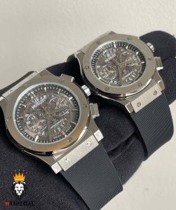 ساعت ست هابلوت مردانه و زنانه کرنوگراف استیل صفحه اسکلتون 01650 HUBLOT BIG BANG