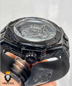 ساعت مچی مردانه هابلوت کهکشانی پشت شیشه ای مشکی HUBLOT Sang Bleu 0933