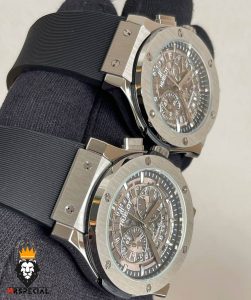ساعت ست هابلوت مردانه و زنانه کرنوگراف استیل صفحه اسکلتون 01650 HUBLOT BIG BANG