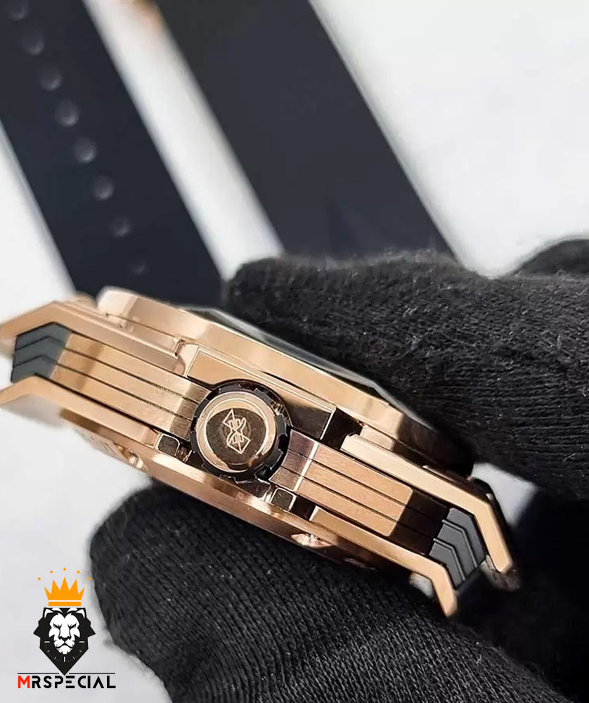 ساعت مچی مردانه هابلوت کهکشانی پشت شیشه ای رزگلد HUBLOT Sang Bleu 0986