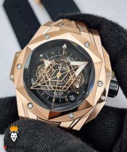ساعت مچی مردانه هابلوت کهکشانی پشت شیشه ای رزگلد HUBLOT Sang Bleu 0986