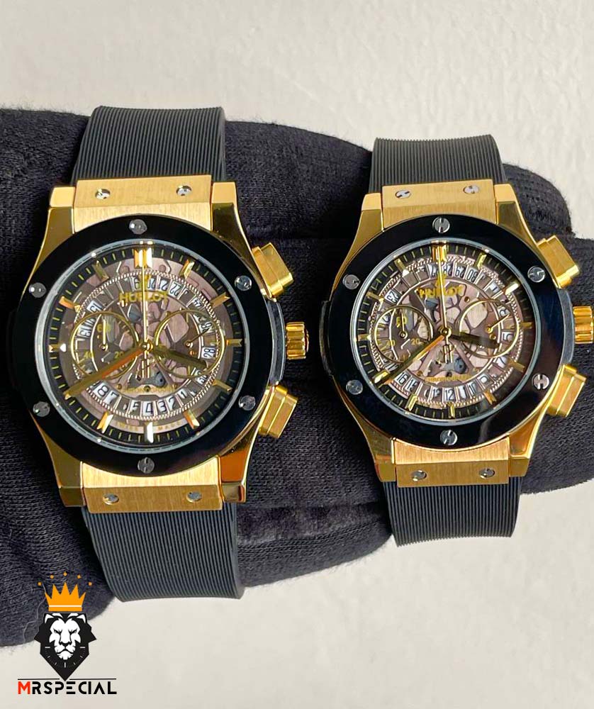 ساعت ست هابلوت مردانه و زنانه کرنوگراف مشکی طلایی 0966 HUBLOT BIG BANG