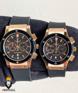 ساعت ست هابلوت مردانه و زنانه کرنوگراف مشکی رزگلد 6628 HUBLOT BIG BANG