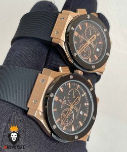 ساعت ست هابلوت مردانه و زنانه کرنوگراف مشکی رزگلد 6628 HUBLOT BIG BANG
