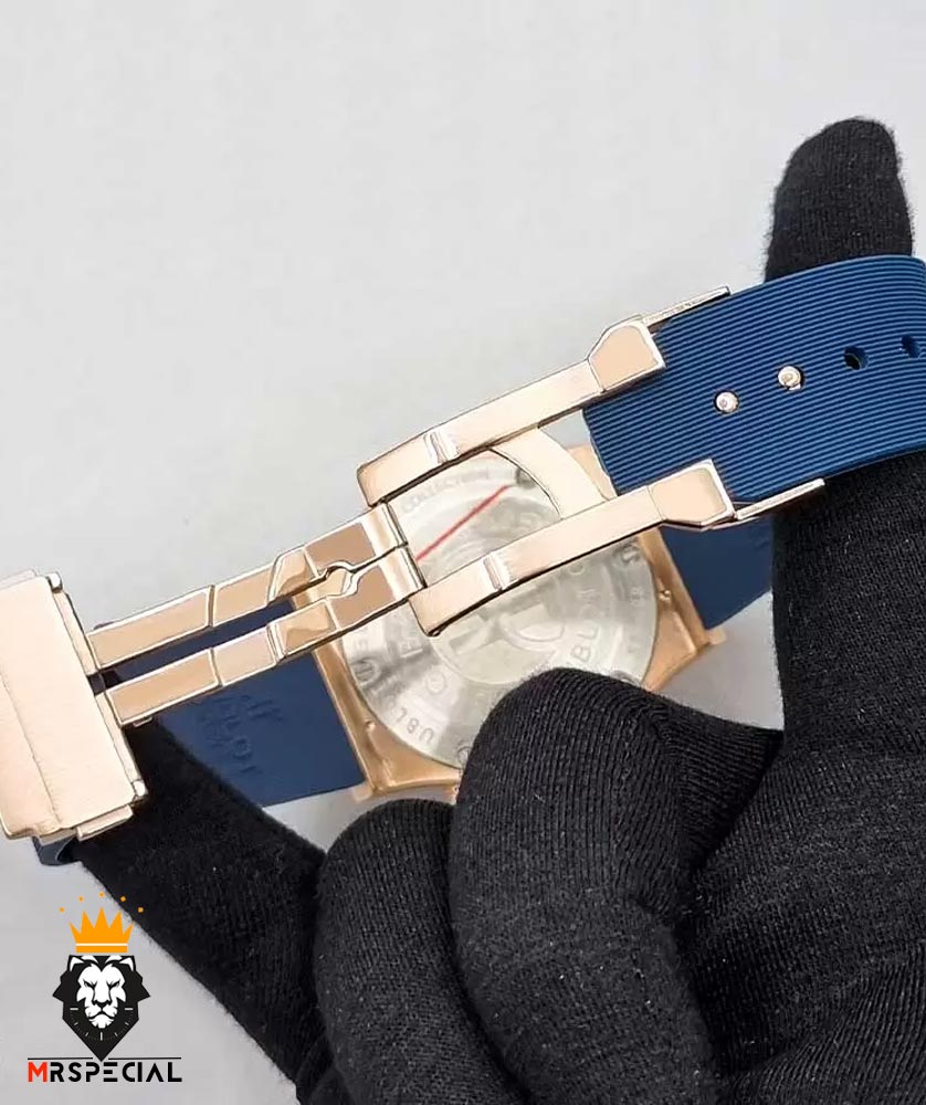 ساعت ست هابلوت مردانه و زنانه کرنوگراف رزگلد صفحه ابی 01648 HUBLOT BIG BANG