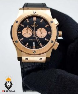 ساعت ست هابلوت مردانه و زنانه کرنوگراف رزگلد صفحه مشکی 6631 HUBLOT BIG BANG