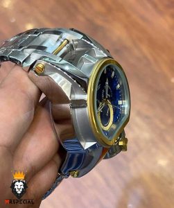 ساعت مچی مردانه اینویکتا زئوس دو زمانه کرنوگراف دورنگ طلایی صفحه ابی 01033 INVICTA ZEUS
