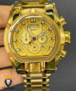 ساعت مچی مردانه اینویکتا مدل زئوس کرنوگراف طلایی صفحه طلایی 0939 INVICTA ZEUS