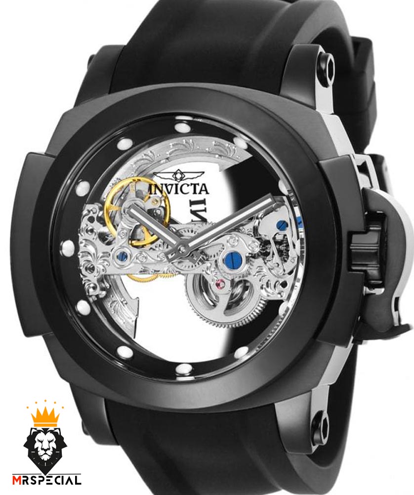 ساعت مچی مردانه اینویکتا اتوماتیک صفحه شیشه ای بند رابر مشکی INVICTA 0844