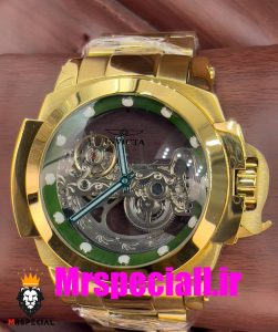 ساعت اینویکتا مردانه اتوماتیک طلایی صفحه شیشه ای اسکلتون 01659 INVICTA Automatic