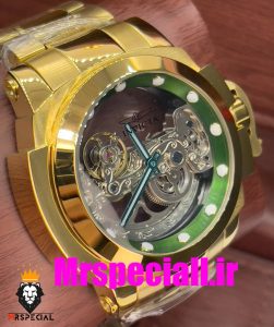 ساعت اینویکتا مردانه اتوماتیک طلایی صفحه شیشه ای اسکلتون 01659 INVICTA Automatic