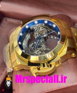 ساعت اینویکتا مردانه اتوماتیک طلایی صفحه شیشه ای اسکلتون 01658 INVICTA Automatic