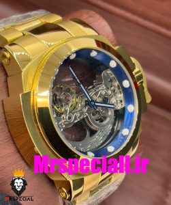 ساعت اینویکتا مردانه اتوماتیک طلایی صفحه شیشه ای اسکلتون 01658 INVICTA Automatic