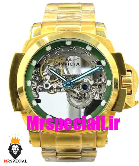 ساعت اینویکتا مردانه اتوماتیک طلایی صفحه شیشه ای اسکلتون 01659 INVICTA Automatic