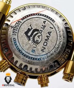 ساعت مچی مردانه اینویکتا سوباکو کرنوگراف طلایی صفحه مشکی INVICTA SUBAQUA 01662