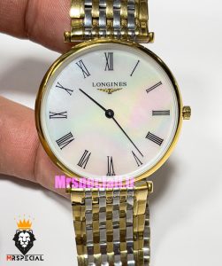 ساعت لونژین مردانه استیل دو رنگ طلایی صفحه صدف LONGINES 021173