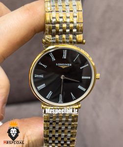 ساعت لونژین مردانه استیل دو رنگ طلایی صفحه مشکی LONGINES 021275 