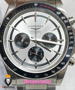 ساعت لونژین مردانه کرنوگراف استیل صفحه سفید LONGINES Conquest 021377 