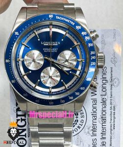 ساعت لونژین مردانه کرنوگراف استیل صفحه ابی LONGINES Conquest 021374 