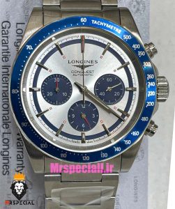 ساعت لونژین مردانه کرنوگراف استیل صفحه سفید LONGINES Conquest 021378 