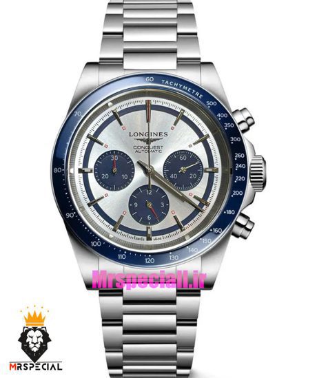 ساعت لونژین مردانه کرنوگراف استیل صفحه سفید LONGINES Conquest 021378