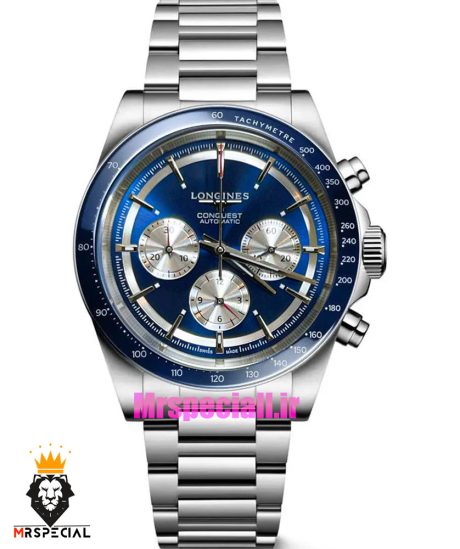ساعت لونژین مردانه کرنوگراف استیل صفحه ابی LONGINES Conquest 021374