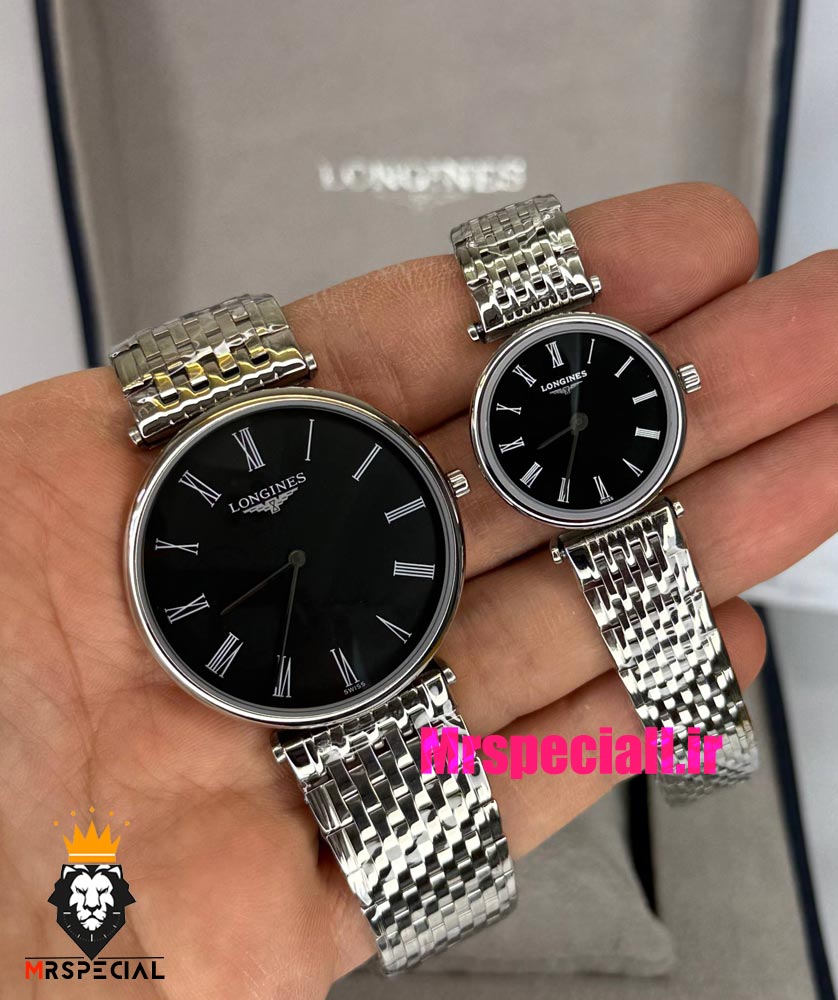 ساعت ست مردانه و زنانه لونژین استیل صفحه مشکی LONGINES 021515
